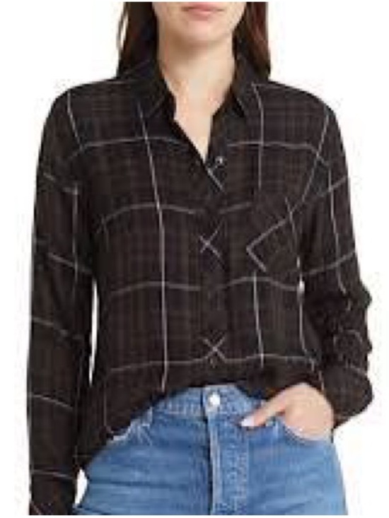 Rails Tops - Rails Hunter Plaid Button-Down Shirt in Olive Carbon White